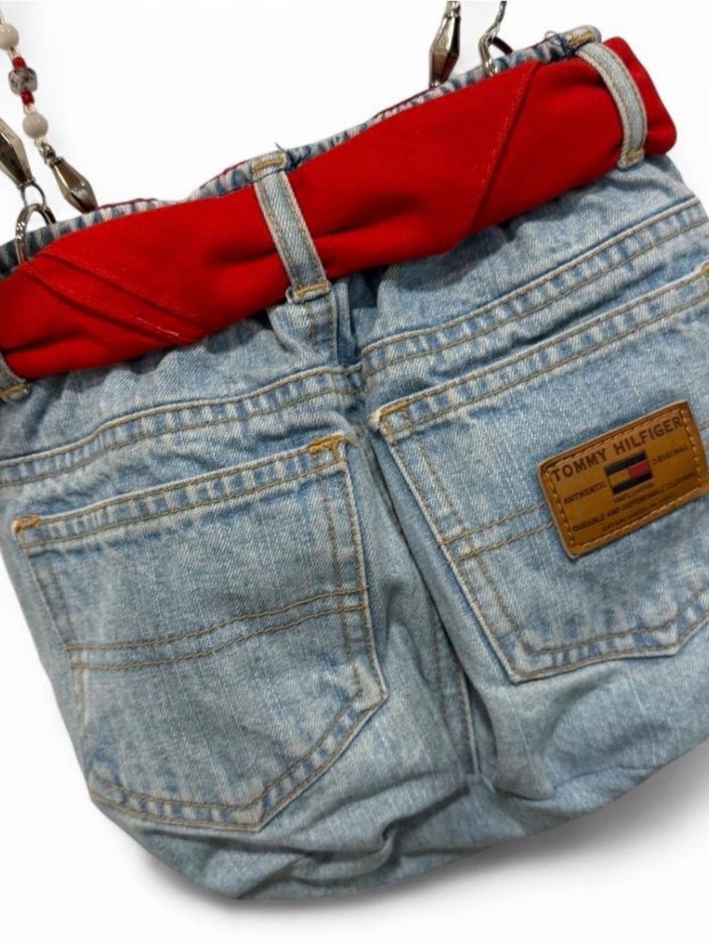 Tommy Hilfiger Light Blue Denim Jean Reworked to Handbag